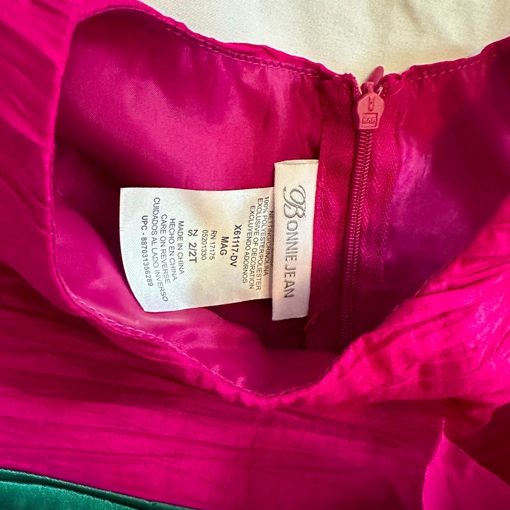 Toddler girls Magenta and green Bonnie Jean dress - Picture 3 of 3